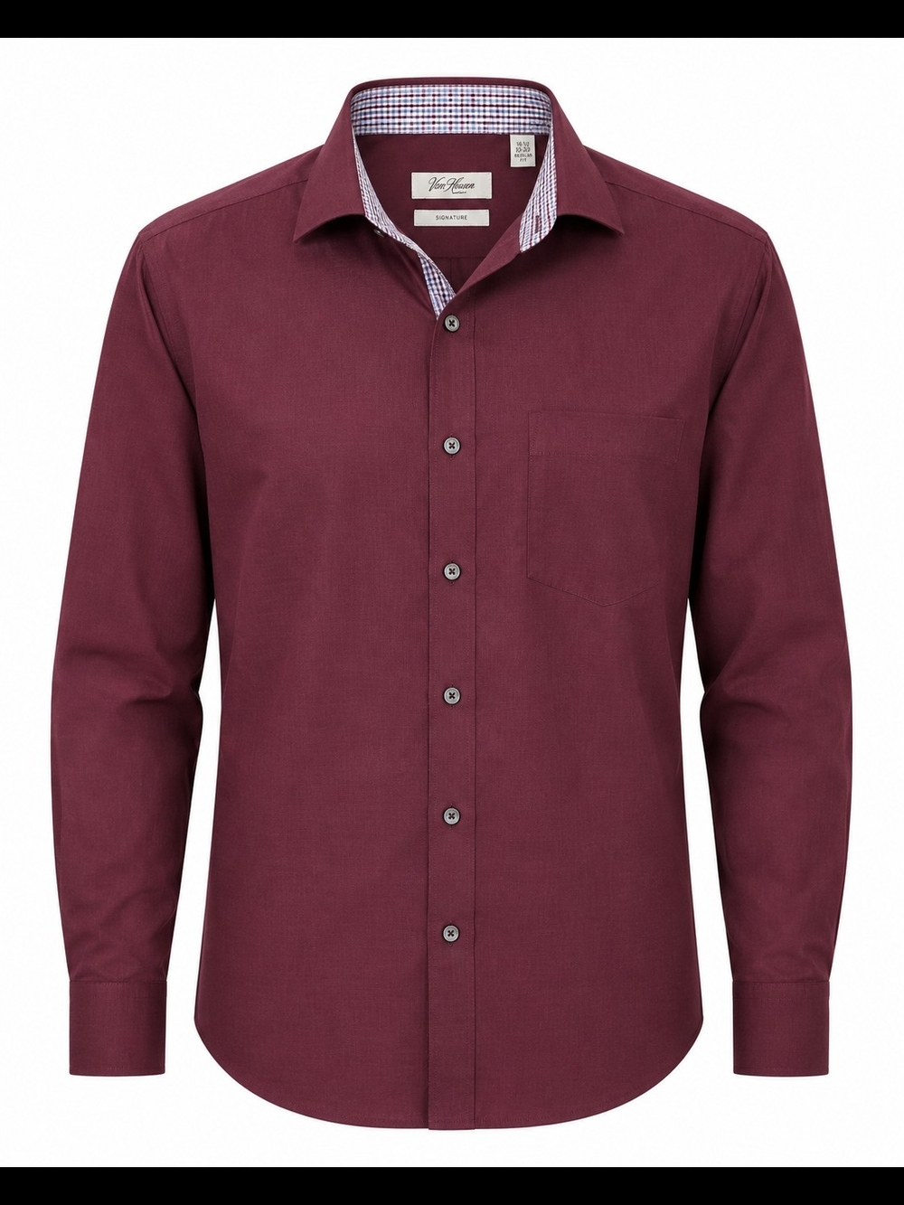 Van Heusen Men's Maroon Button-Up Dress Shirt Slim Fit 16.5